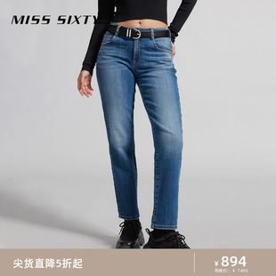 牛仔裤 Miss 新款 女复古风直筒裤 Sixty2024春季 八分潮酷百搭显瘦