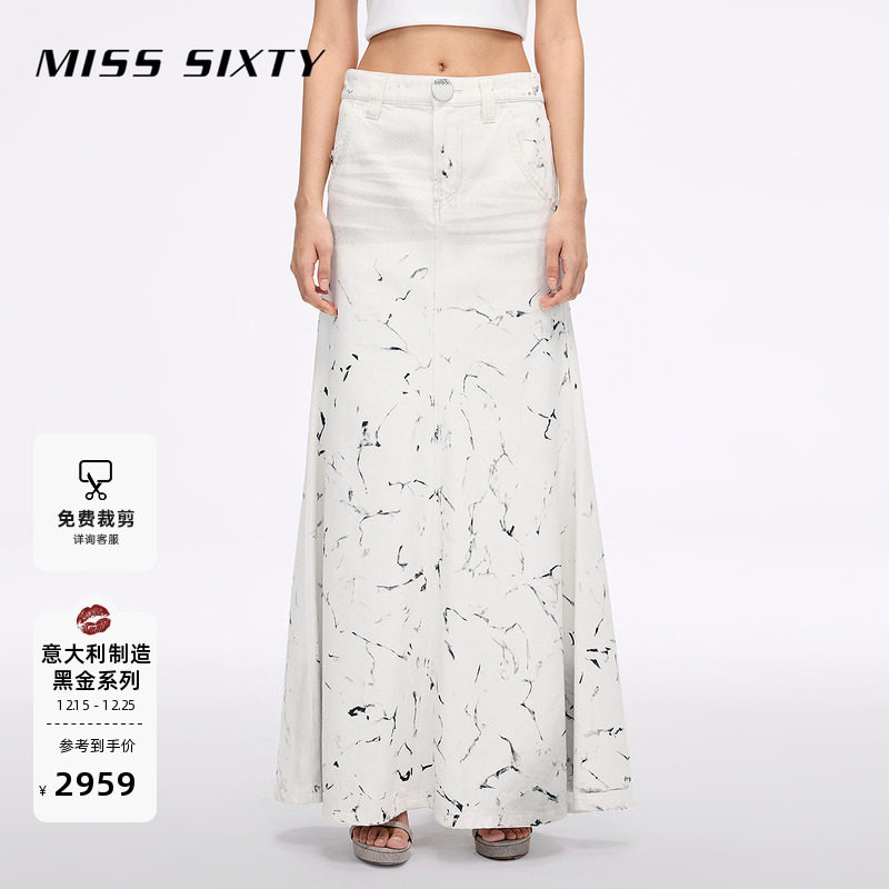 MissSixty喷墨做旧低腰牛仔裙