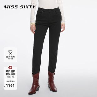 小黑裤 Miss 女中腰四面弹铅笔裤 牛仔裤 百搭显瘦 Sixty2025春秋新款