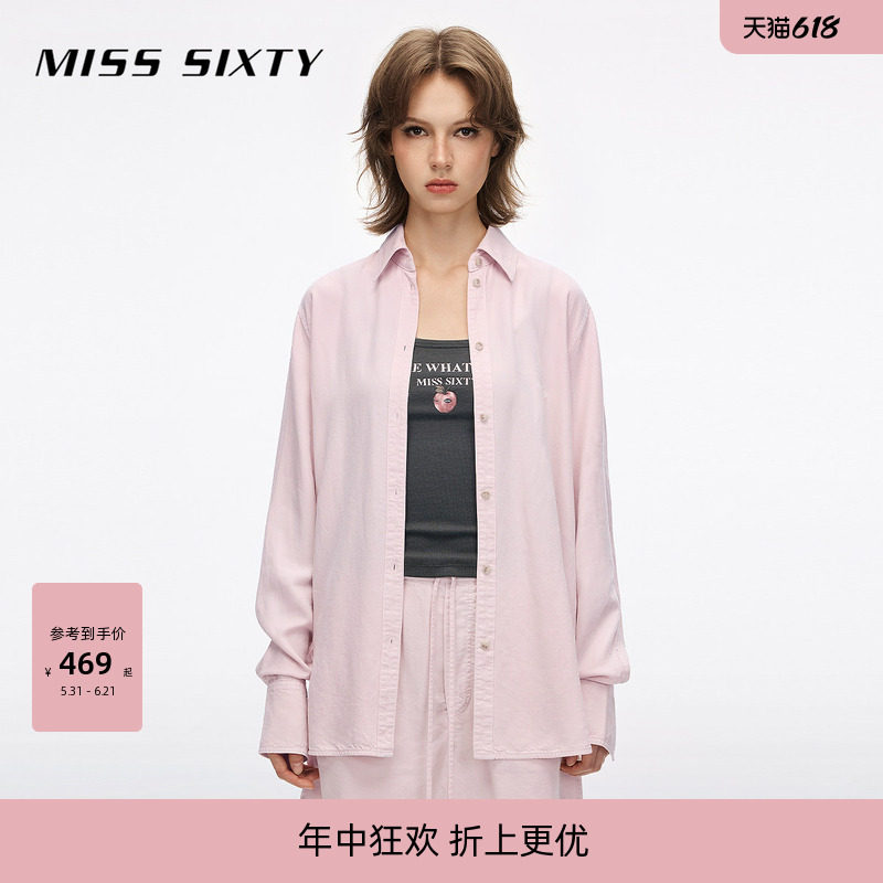 【莱赛尔】Miss Sixty2026夏季新款牛仔衬衫女翻领宽松长袖上衣