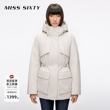 【保暖90鹅绒】Miss Sixty25冬新款羽绒服外套收腰连帽修身通勤