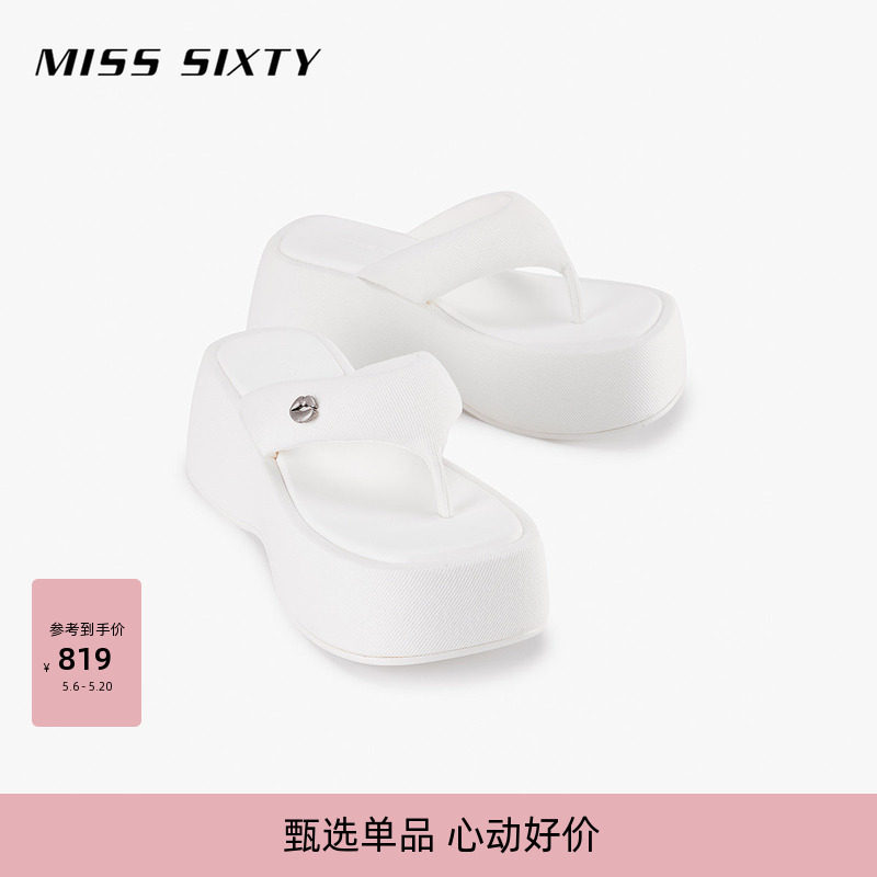 Miss Sixty休闲鞋女海边穿搭人字拖厚底夹脚凉鞋百搭唇印装