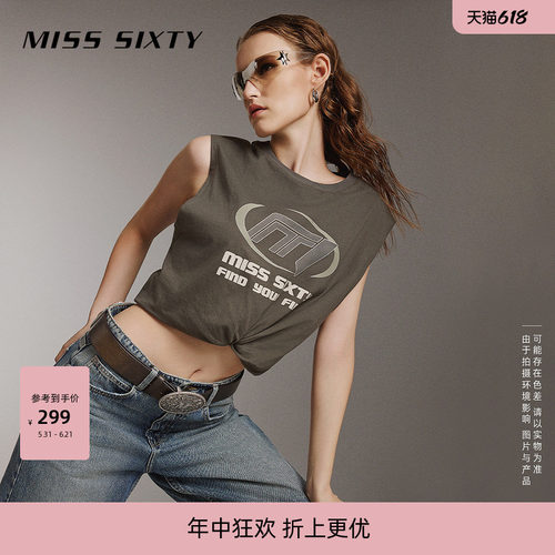 MissSixty圆领无袖印花T恤