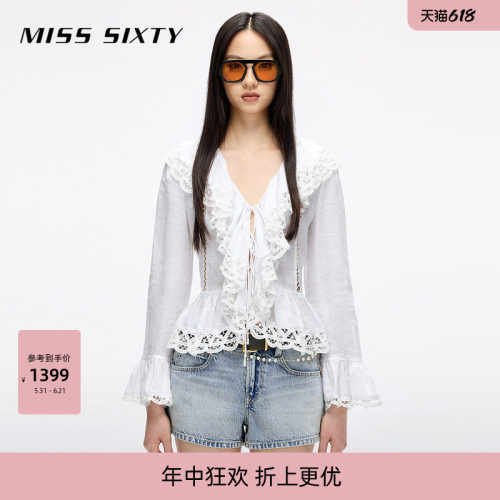 MissSixty亚麻荷叶边衬衫