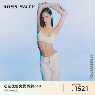 女低腰复古美式 工装 新款 白色牛仔裤 Sixty2024夏季 显瘦直筒裤 Miss