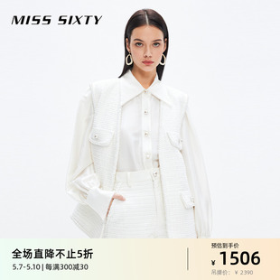 Miss 宽松叠搭 V领优雅高级感静奢小香风法式 Sixty牛仔马甲女无袖