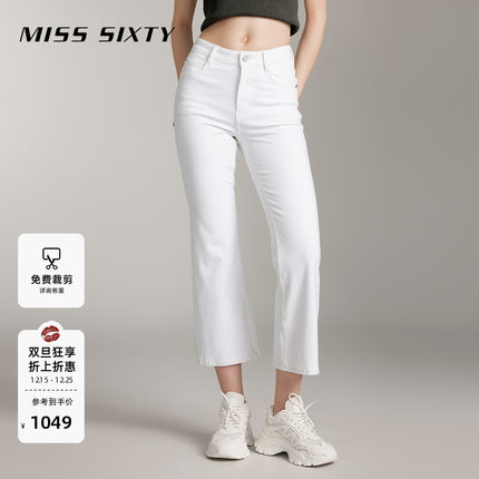 Miss Sixty牛仔裤白色九分微喇叭裤淡人穿搭街头休闲复古
