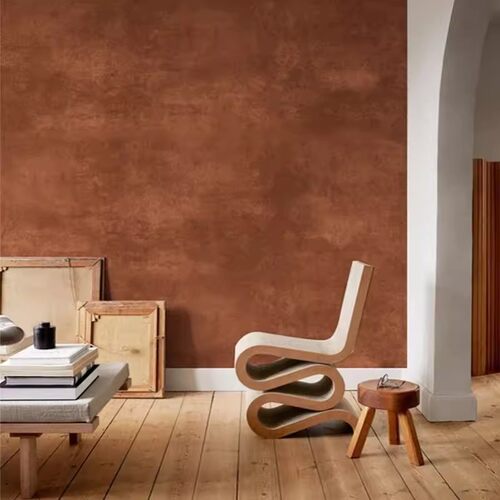 复古红褐色墙纸美式民宿客餐厅卧室墙布砖红色斑驳铁锈色纹理壁纸