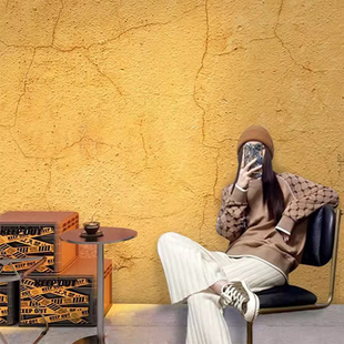 复古农村乡土气息稻草泥黄泥土墙壁纸怀旧年代感拍照摄影背景墙布