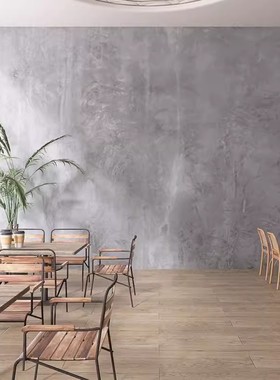 仿微水泥墙布卧室床头极简侘寂风灰色壁纸工业风服装店直播间背景