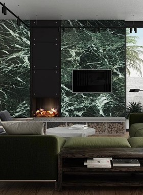 普拉达绿色大理石壁纸意式轻奢客厅民宿房间高级感墙布3d奢石墙纸