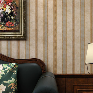 魔度法式墙布美式复古乡村竖条纹壁布背景墙纸高级感客厅2024新款