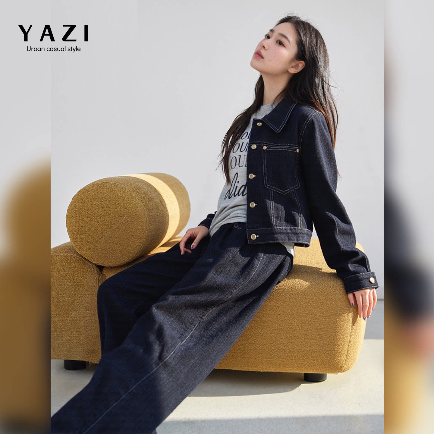 高级感复古牛仔套装女2025秋季新款宽松休闲穿搭短外套阔腿长裤