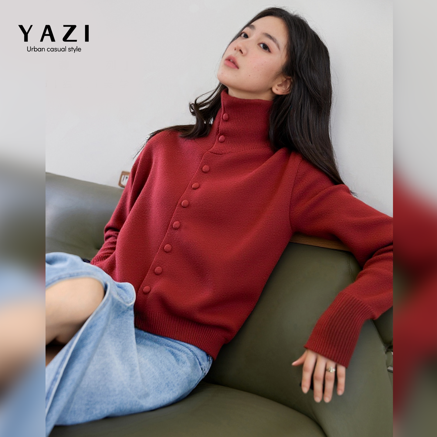 圣诞新年红高领毛衣女内搭外穿