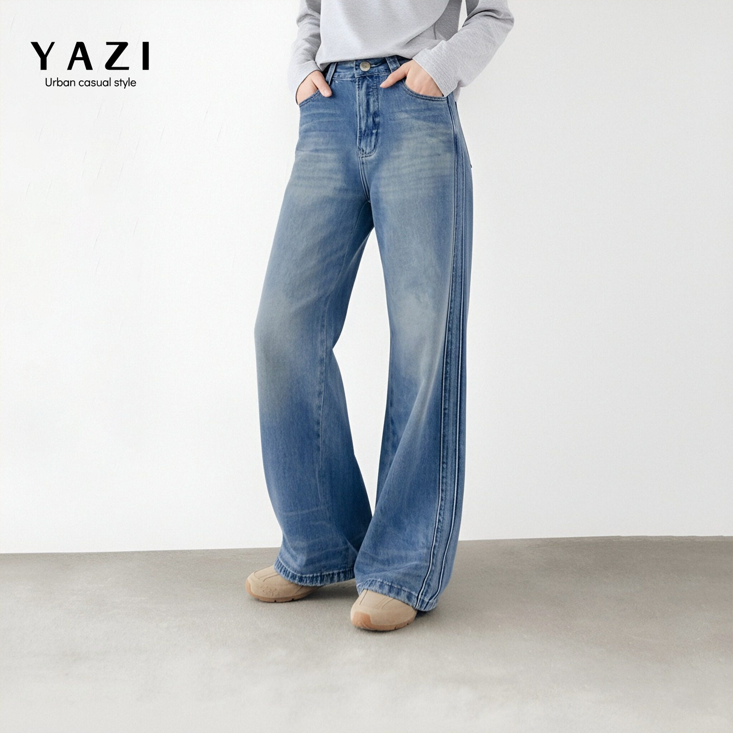2026春cleanfit百搭高腰阔腿牛仔裤女垂感通勤松弛感显瘦拖地长裤,女装/女士精品,牛仔裤,淘宝优惠券,粉丝福利购,淘宝优惠卷