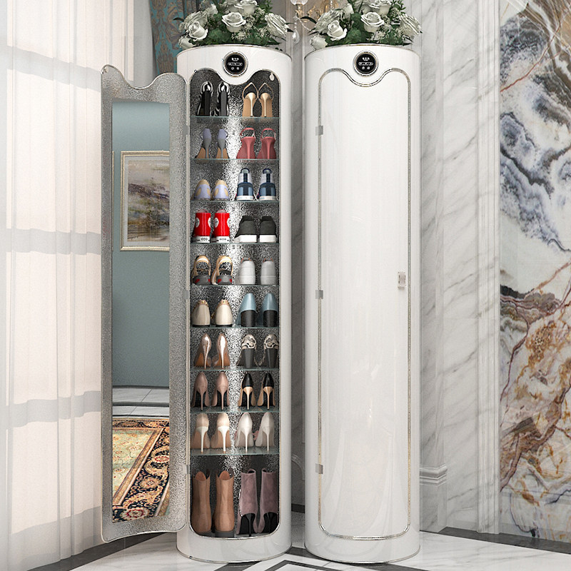 新款2026玄关杀菌消毒鞋柜圆形圆柱柜子家用门口现代多层收纳鞋架