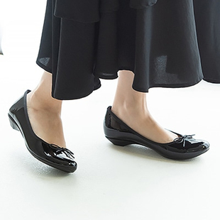 树莓贝贝同款茄子鞋仙女风蝴蝶结瓢鞋漆皮浅口单鞋平底芭蕾舞鞋