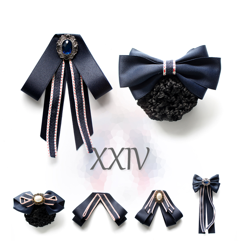 职业头花盘发网兜银行空姐护士蝴蝶结女简约工作上班百搭优雅韩版