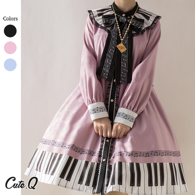 taobao agent [Spot] Type A Type A OP CUTEQ LOLITA skirt light LO daily black and white notes embroidered female