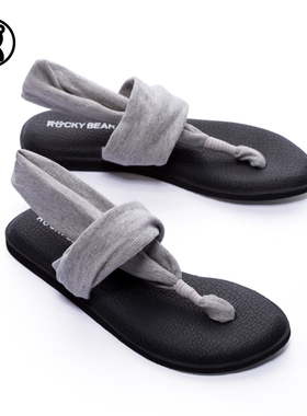 洛克熊瑜伽凉鞋女沙滩凉拖小熊女款黑色bear女鞋人字拖外穿