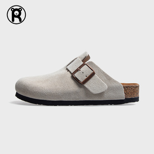 2026加厚真皮复古勃肯鞋女软木半包鞋博肯鞋增高女鞋单鞋女拖鞋