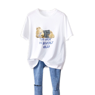 她池印花T恤2026夏装新款女装减龄卡通通勤宽松简约休闲短袖上衣