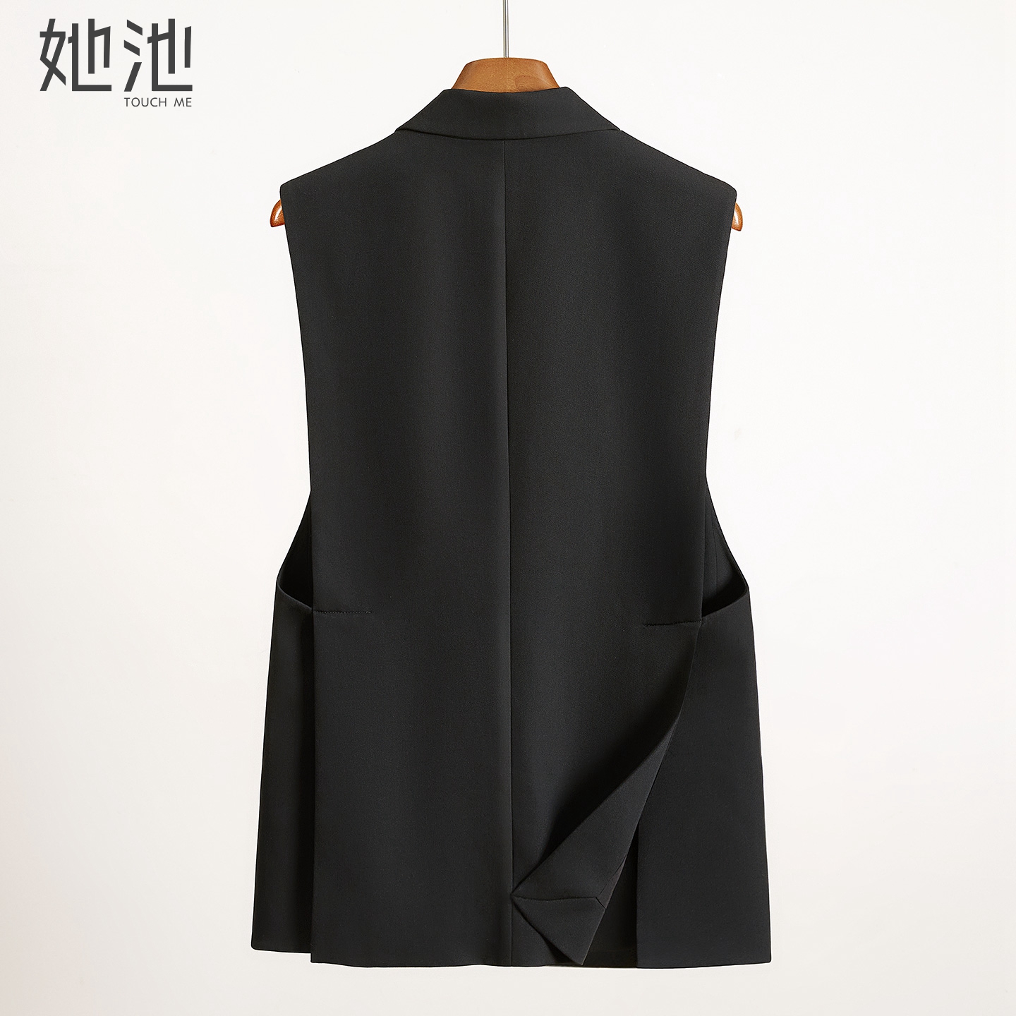 她池翻领一粒扣通勤叠穿西装马夹