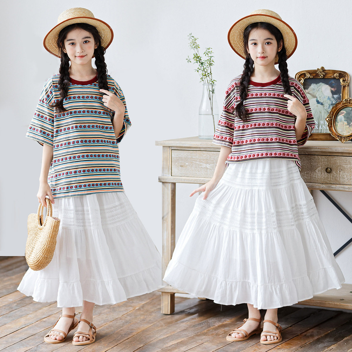 女童白色A字裙夏款大摆显瘦蛋糕半身裙中长款学生度假潮T套装裙子,童装/婴儿装/亲子装,半身裙,淘宝优惠券,粉丝福利购,淘宝优惠卷