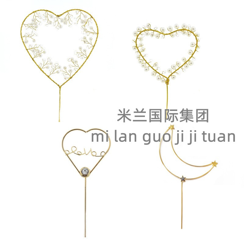 金色月亮珍珠生日派对蛋糕装饰