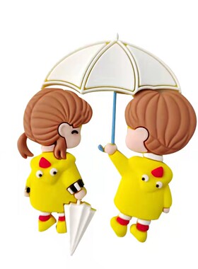 网红烘焙蛋糕装饰摆件软胶撑伞男孩女孩雨衣情侣七夕情人节插件