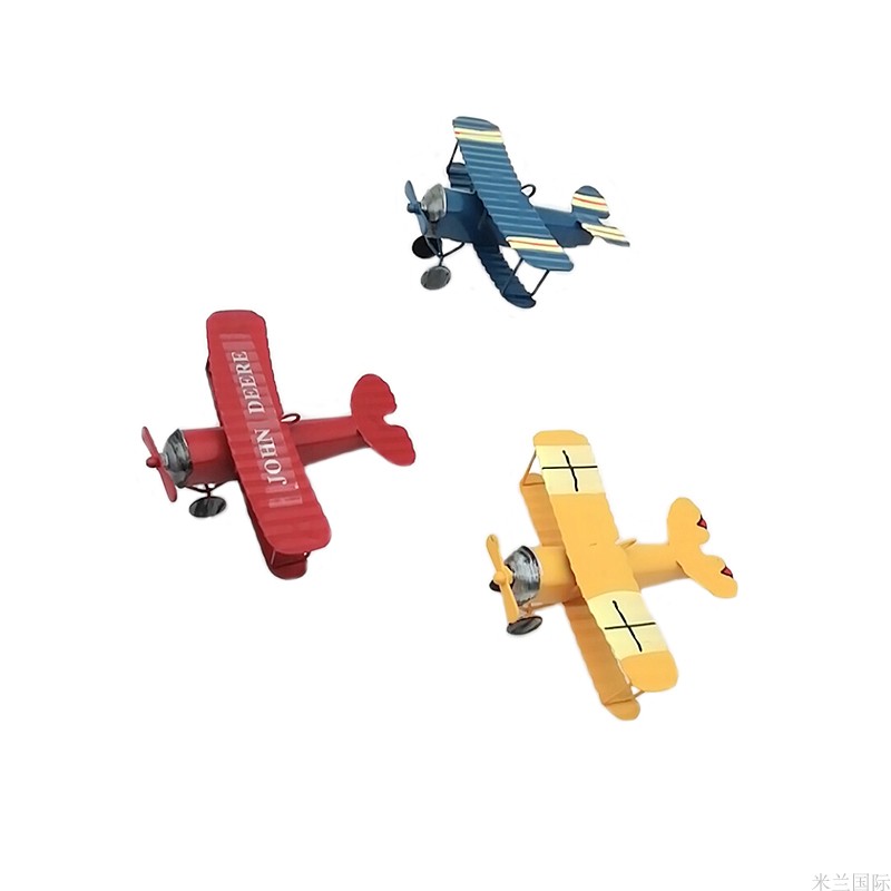 迷你工艺品复古双翼飞机蛋糕装饰