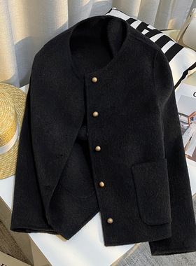 今年流行特惠黑灰色羊绒双面呢子短外套女2025秋冬新款韩版女神范