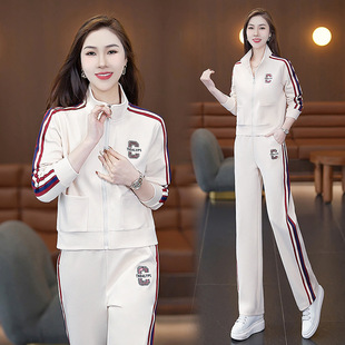 今年流行特惠高棉插条撞色时尚休闲运动套装女2025秋季新款立领