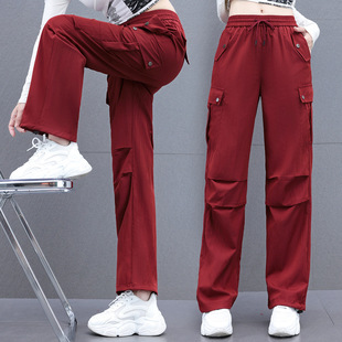 今年流行特惠抽绳松紧高腰时尚休闲工装裤女春秋多口袋洋气减龄可