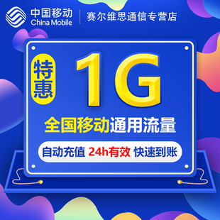 福建全国流量充值1GB 日包QT中国移动流量充值3g4g5g通用流量包SR