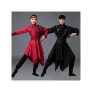 新款蒙古舞蹈演出服装男女蒙族皮质流苏练功服饰少数民族艺考服装