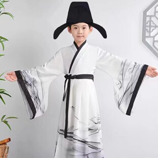 儿童古装李白杜甫诗人演出服装男童唐朝古代汉服古诗词朗诵表演服