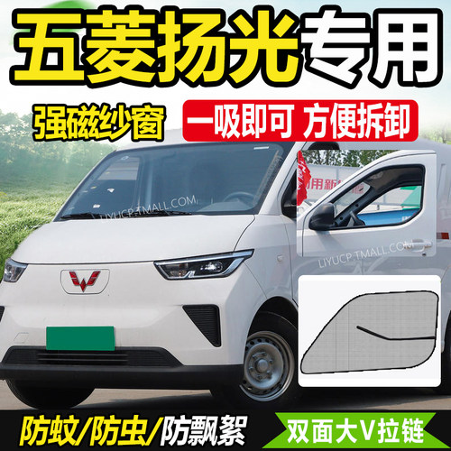 适配五菱扬光EV电动厢货车驾驶室改装饰配件车窗防蚊虫网纱窗蚊帐