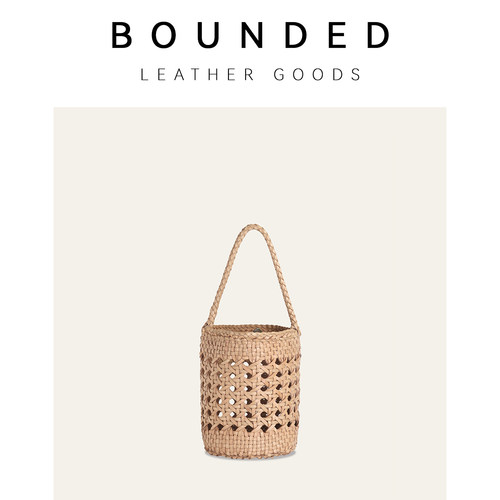 dragon 头层牛皮八角镂空手工编织包春夏斜挎手提小水桶包