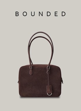 Bounded磨砂皮羽毛包大容量通勤公文包翻毛皮Plume单肩手提枕头包