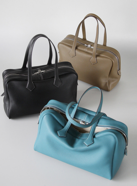 维多利亚Victoria35cm 意产头层牛皮大容量单肩通勤腋下托特包