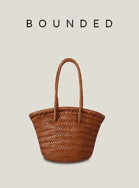 MICHI小众原创法式复古头层牛皮编织水桶小包单肩菜篮子度假