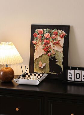中古风仿真干花摆设客厅玄关餐桌玫瑰假花插花陶瓷花瓶装饰品摆件