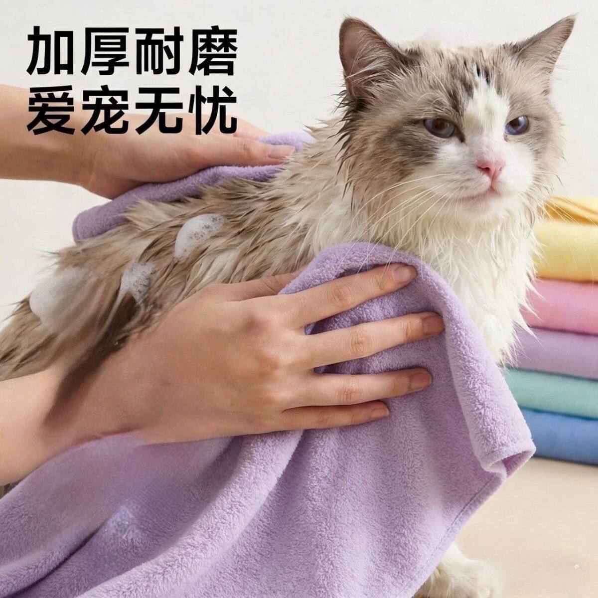 猫咪毛巾洗澡速干超强吸水擦狗浴袍加厚猫咪擦干专用浴巾宠物用品
