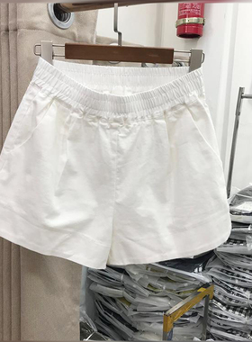 松紧腰百搭休闲白色短裤女夏2025新款韩版宽松显瘦阔腿A字热裤潮