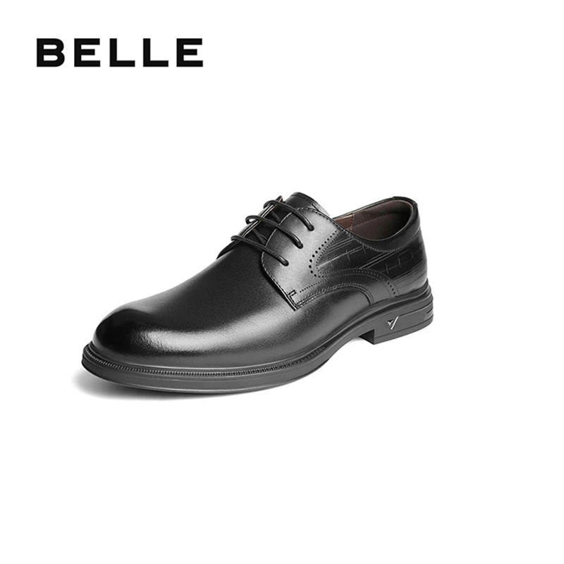 百丽男鞋正装商务真牛皮鞋