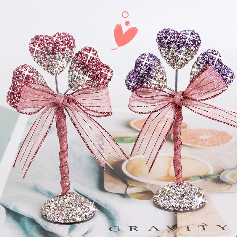 水钻新款美夜思桃心粉色渐变心形