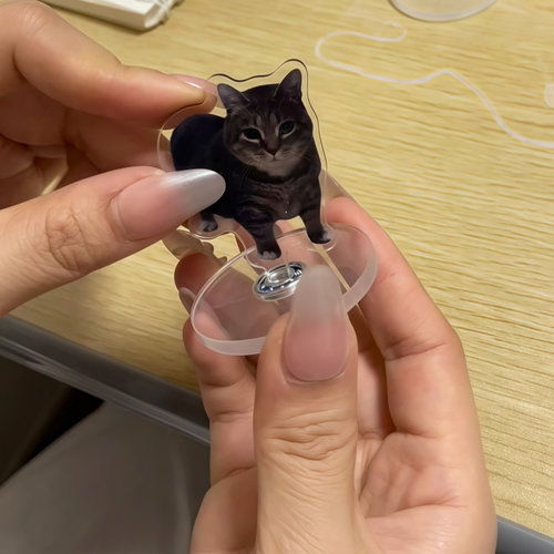 2025热款oiiai小猫旋转立牌360度可转搞怪表情包桌面摆件解压玩具