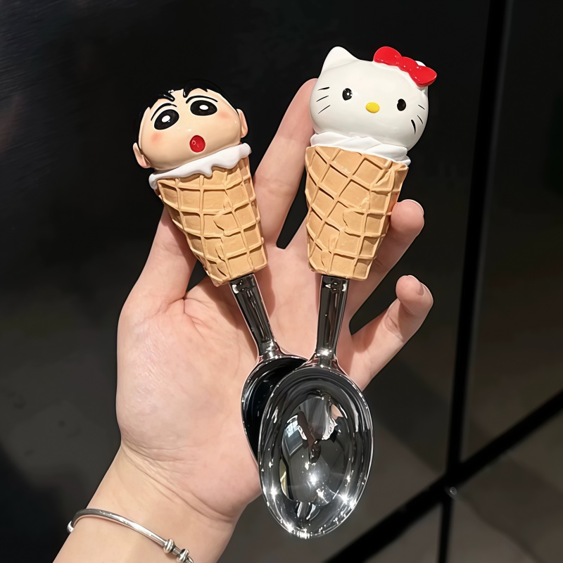 挖冰激凌勺子有钱螃蟹勺子米奇头创意卡通可爱汤勺西瓜勺高颜值