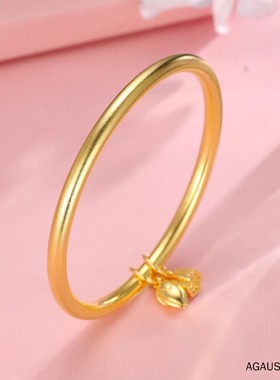 香港雪禧古法传承金包银莲花手镯花漾莲蓬女款送女友老婆节日礼物